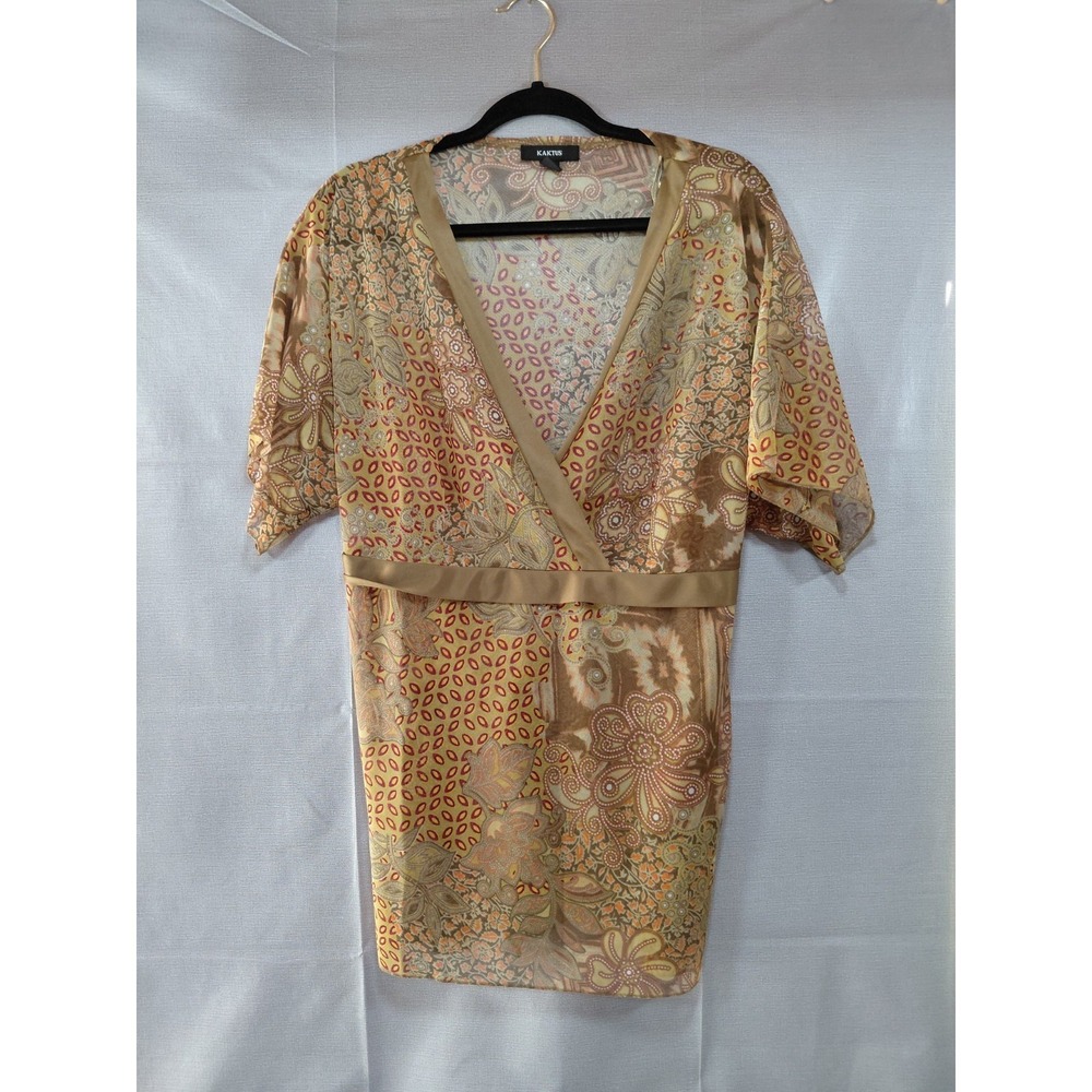 Y2K Kaktus Sheer Babydoll Kimono Top 1X Fairycore Cover Up Floral